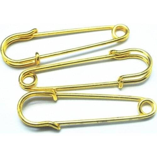 10pcs charms metal safety pins for jewelry making silver golden colors size 75mm good quality