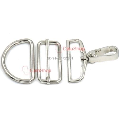 2 Set / Lot 50mm 2" Triglide Swivel Clip Snap Hook Buckles Dee Ring Adjustor Strap Webbing Robbins Craft Nickel