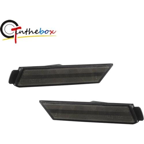 2PCS Smoked Black /Clear Lens Car Front Bumper Side Marker Light Cover Housings For 2010-2015 Chevrolet Camaro, No Bulb/Socket