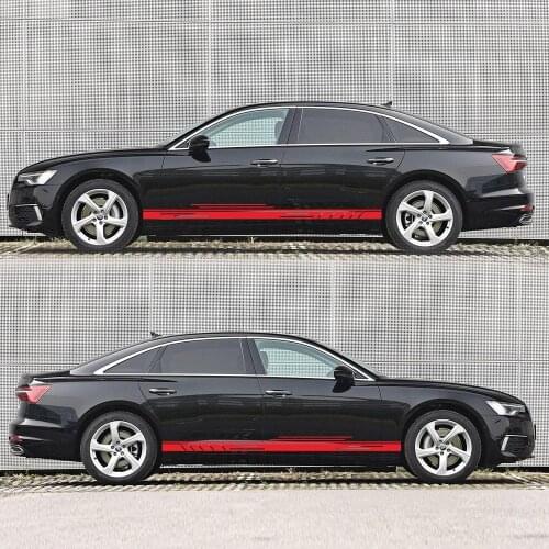 230CMx13.5CM 2PCS Car Stickers Vinyl PVC Racing Sport Stripes Decal Car Body Side Wrap Stripe Graphics Waterproof Sticker