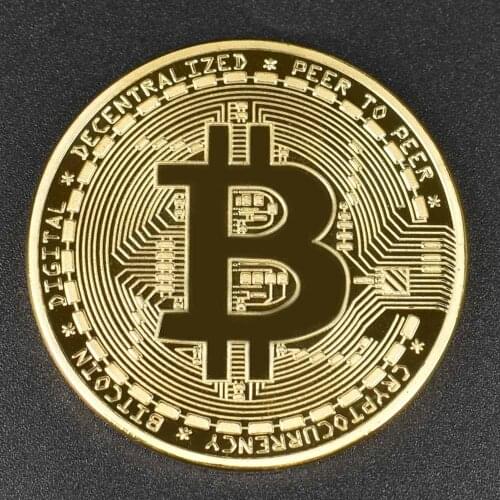 40mm Gold Bitcoin Coin with Acrylic Square Case Litecoin Eth XRP Cryptocurrency Metal coin