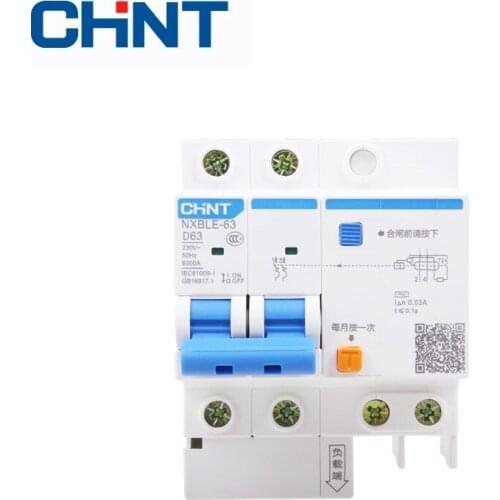 CHNT NXBLE-63 Residual current operated circuit breaker RCBO 6KA type D 2P 30mA 6A 10A 16A 20A 25A 32A 40A 50A 63A