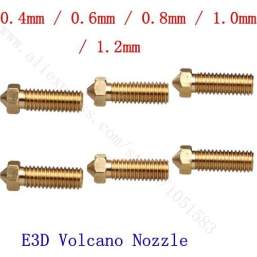 5pcs Volcano Extra Nozzle Copper Volcano Nozzles for 1.75/3.0mm Hotend 3D Printer, 0.4mm/0.6/0.8mm/1mm/1.2mm (Optional)