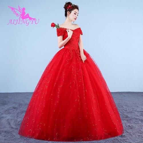 AIJINGYU 2021 girl Customized new hot selling cheap ball gown lace up back formal bride dresses wedding dress WK374