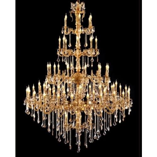 Free Shipping Modern Antique Crystal Chandelier 80 Arms Candle Light Crystal Fixtures Alloy Hotel Lobby E14 Crystal Chandeliers