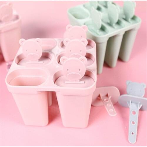 Ice Lolly Molds Maker Form DIY Cute 6 Bear Mold Popsicle Molds Yogurt Ice Box Fridge Frozen Ice Cream Tools