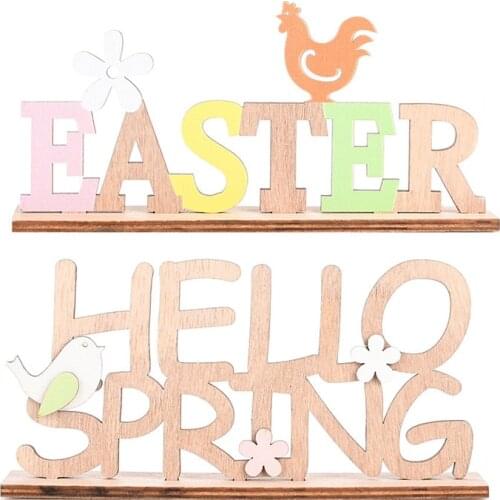 Hot Easter Rabbit Wooden Pendant Wood Egg Bunny Hanging Crafts Happy Easter Decoration for Home DIY Handcraft Easter Party Decor