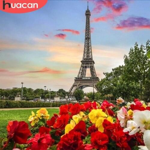 HUACAN 5D Diy Diamond Painting Kits Iron Tower Diamond Embroidery Mosaic Flowers Cross Stitch Home Decoration