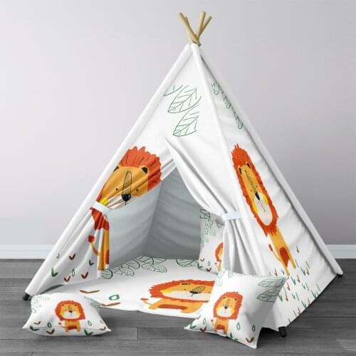 Play Tent for Kids Wigwam Portable Indoor Playground Tents Children Bedrooms Yellow Cheeked Lion Model 169