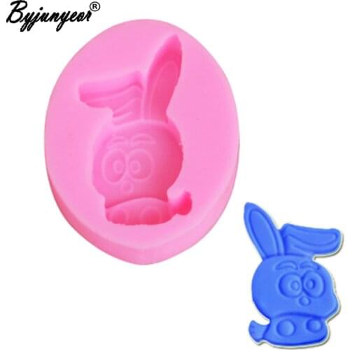 M2037 Carton Rabbit Epoxy UV Resin Silicone Mold Birthday Decorating Mold Fondant Cake Cupcake Clay Decoration BakingTools