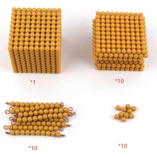 Simple Version Bank Game Set Montessori Materials for Homeschooler Golden Montessori Cube/ Square/ Bar/ Units Math Toys