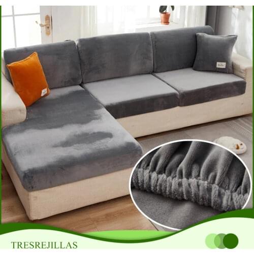 Soft Velvet Sectional Corner Sofa Cushion Cover Couch Seat Backrest Mattress Protector Case Elastic Slipcover for Chaise Longue