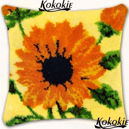 Crocheting Rug Kits yarn latch hook rug kits 3d Embroidery flower carpet cross stitch kits Unfinished Pillowcase Needlework