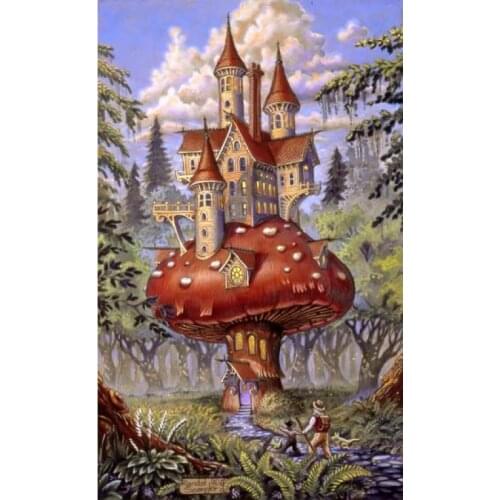 Custom made Mushroom hotel Cross Stitch Kits Crafts 14CT Unprinted For Embroidered Handmade Art Oil Painting Wall Home Decor