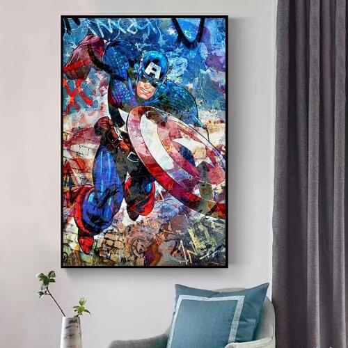 Marvel Superhero Wall Picture Captain America Graffiti Colourful Art Painting On Canvas Prints Decorative Poster For Room Decor