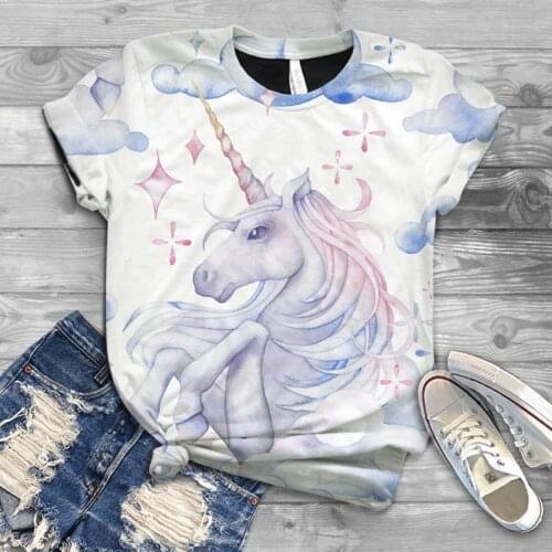 2021 new hot sale short-sleeved summer 3DT shirt horse print short-sleeved couple T-shirt animal top streetwear