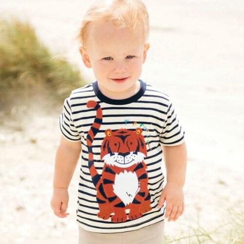 New Boys T shirts With Tiger Print Cute Summer Baby Cotton Clothes Short Sleeve Kids Girls Tees Tops