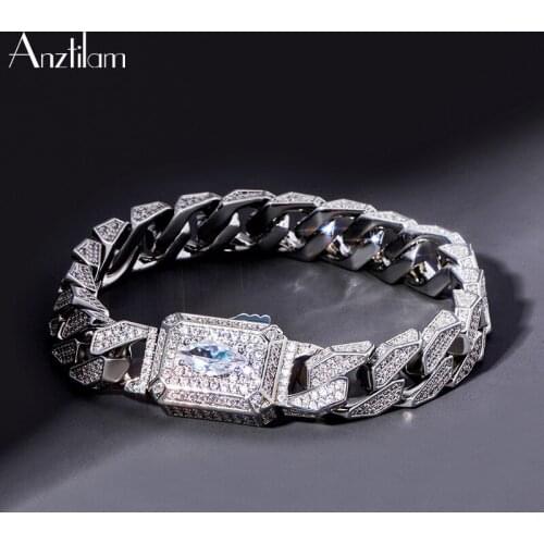 All New Luxurious Hip Hop Pave Setting AAA+ CZ Stone 12mm Miami Cuban Chain Bracelet High-quality Spring Buckle Bracelets