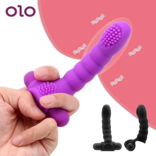 OLO With 10 Powerful Vibration Female Masturbator Sex Toys For Women Finger Sleeve Vibrator Clitoris Stimulator Vaginal Massager