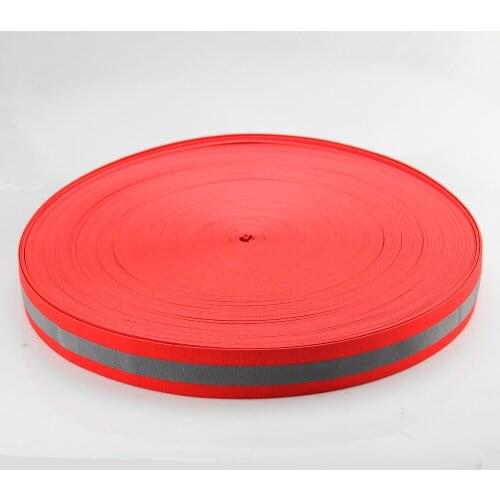 Silver Reflective Elastic Tape Bands Cord Belt Fabric Safety Warning Tape Wide 40mmx15mm x 50meter Red