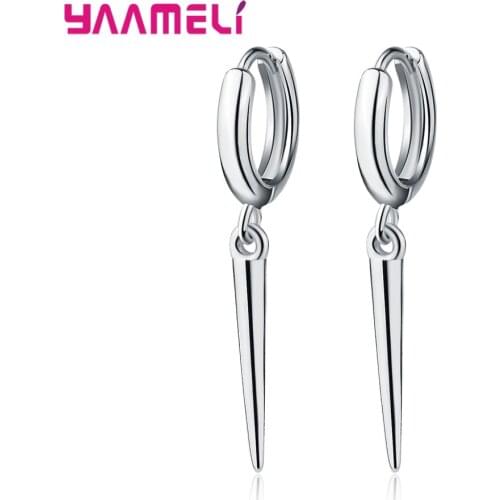 Fashion Mini Small 925 Sterling Silver Hoop Earrings for Women Girl Piercing Jewelry Rivet Pendant Spike Round Earring Punk