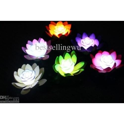 17 CM diameter LED artificial lotus lamp in colorful changed Water Pool Floating Wishing lantern for wedding decoration
