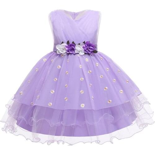 Flower Vintage Embroidery Baby Girls Dress Opening Ceremony Clothing Tutu Party Elegant Wear Girls Princess Dress Kids Vestid3-1