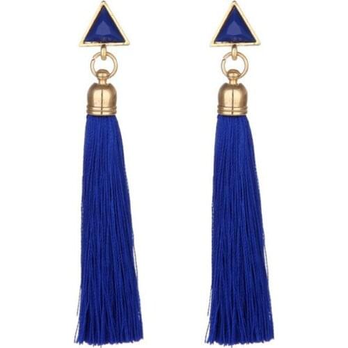 Vintage Fringe Long Tassel Earrings Luxury Triangle Dangle Drop Earring For Women 4 colors Bohemian Earrings Boho