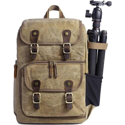 Men Canvas Waterproof Photography Bag Outdoor Wear-resistant Professional Camera Photo Sports Backpack for Nikon/Canon/ Sony