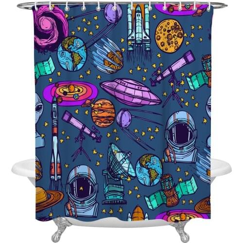 Waterproof Shower Curtains Creative Street Graffiti Alien Rocket Shower Curtain Frabic Polyester Bathroom decor Curtain