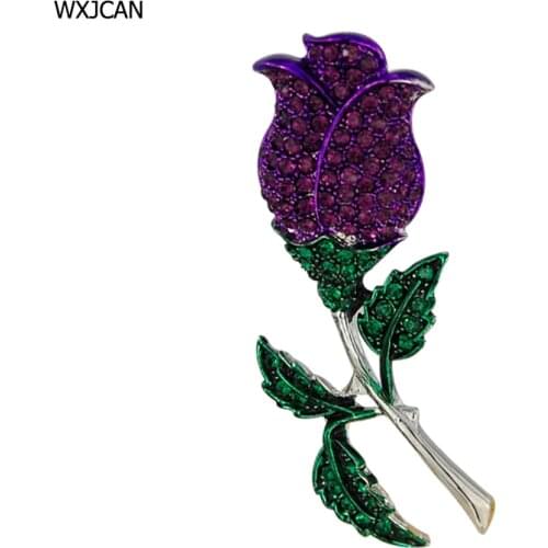 WXJCAN rose brooch flower bud Exquisite crystal brooch for young women Hijab pins up Wedding bouquets Decorative pin B5646