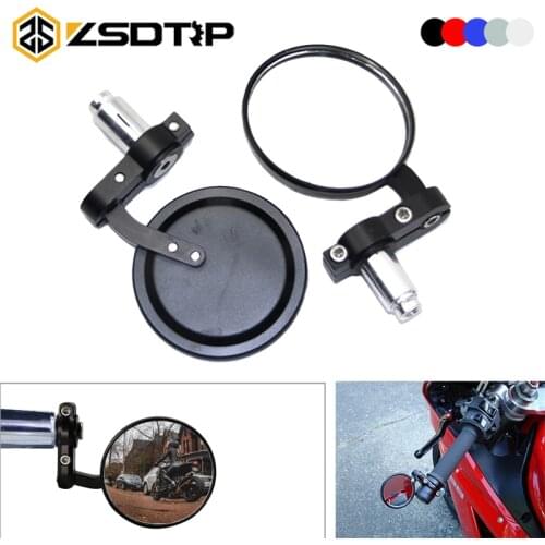 ZSDTRP 18mm Motorcycle Rearview Mirror Round Handlebar Bar End Rear View Mirrors Bike Motorbike Side Mirror