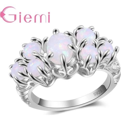 New Dazzling Rainbow Fire Opal Rings for Women 925 Sterling Silver Jewelry Gifts High Quality Party Anel