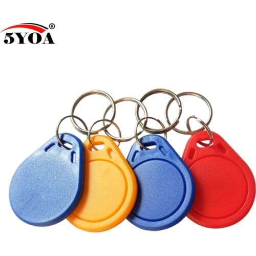 100pcs 13.56MHz IC M1 S50 Keyfobs Tags Access Control RFID Key Finder Card Token Attendance Management Keychain ABS Waterproof