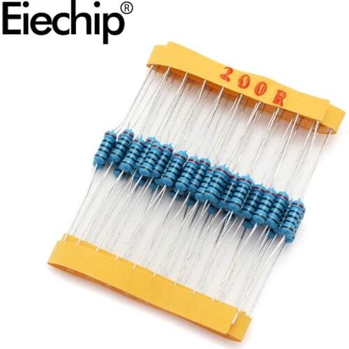 100pcs/lot 0.5W 1 ohm 1% Metal film resistor 1/2W resistance 200R Electronic resistors