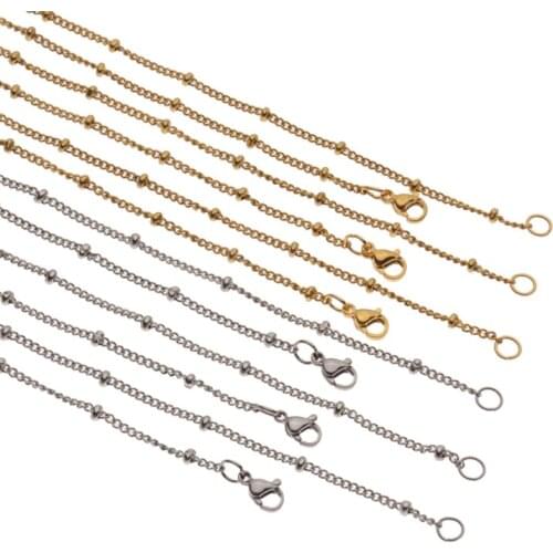 2mm Width Stainless Steel Tube Beaded Cable Link Clip Beads Chain For DIY Anklet Necklaces Bracelet Jewelry Making Supplies