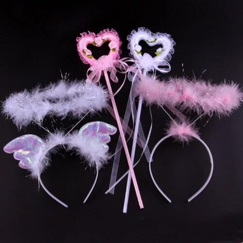 20pack Kids Star Shape Fairy Wand Stick Halo Angel Wing Headband Headdress Garland For Festival Carnival Party Costume Halloween