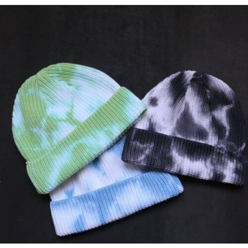 2020 Fashion Dyeing Unisex Winter Hat Men Cuffed Knit Hat Short Melon Ski Beanies Autumn Winter Casual Warm Beanie Hat Present
