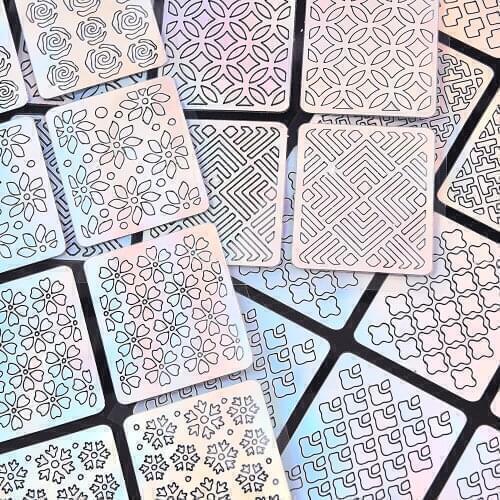 12 Style 3D Manicure Tips DIY Decorations Tool Nail Vinyls Hollow Irregular Grid Stencil Stripe Line Nail Art Transfer Stickers