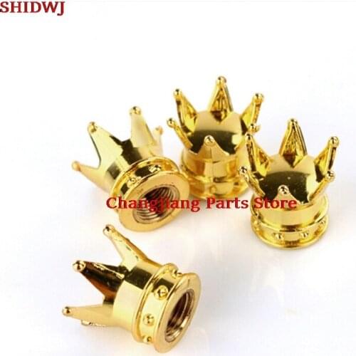 4PCS Gold Crown Shaped Tyre Wheel Stem Air Valve Caps Car Tire Valve Caps Auto Truck Motocycle Bike MTB Dust Dustproof Caps