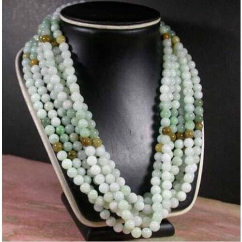 6MM 100% Natural A JADE Jadeite Bead beads Necklace 21 inches 1PC