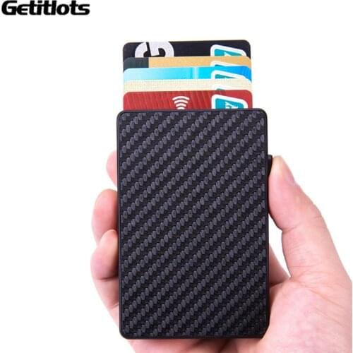 Rfid Blocking Aluminum Alloy Card Holder Slim Portable Anti Theft Business Card Case With Automatic Pop Up Touch ID Card Wallet