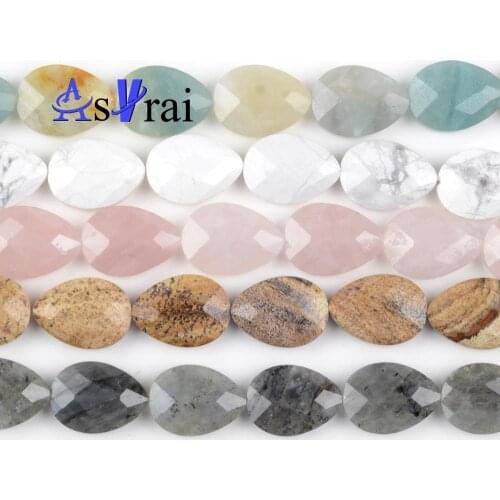 Natural Stone Faceted Howlite Amazonite Beads For Jewelry Making 13x18mm Teardrop Shape Loose Spacer Beads DIY Bracelet Necklace