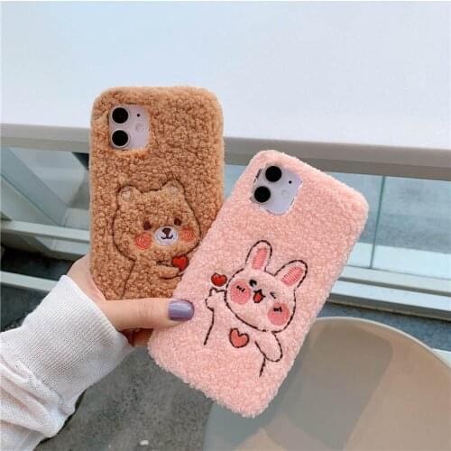 Cute Rabbit Fur Plush Phone Case For Xiaomi Redmi Note 10 Pro Max Case for Redmi Note10 Pro 10s 9 S 9s 9t K40 Mi Poco X3 Nfc M3