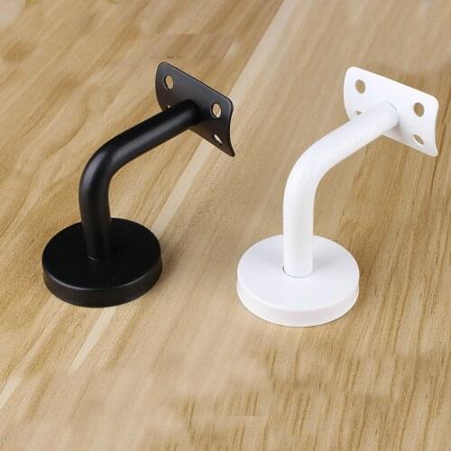 Black Paint Stainless Steel Solid L Shape Curved Wall Support Frame of Armrest Along Wall Staircase Handrails Bracket 3pcs