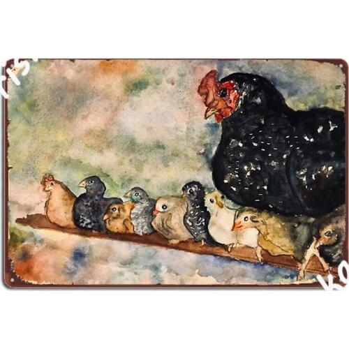 Chicks In A Row Watercolor Metal Sign Club Party Club Bar Plaques Create Tin Sign Poster