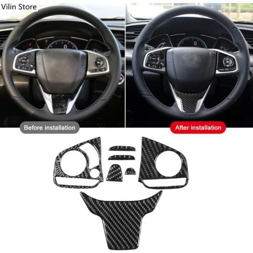 Steering Wheel Center Decoration Cover Trim Sticker for Honda Civic 10th Carbon Fiber Car Accessories Automotive interior
