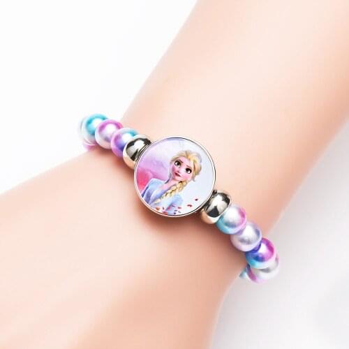 Disney Frozen Tangled Snow White Sofia Bracelet Childrens Cartoon Anime Creative Colorful Beaded Princess Series Bracelets