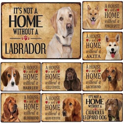 Its Not A Home Without A Dog Retro Tin Sign Vintage Metal Painting Classical Plate Picture Wall Decoration Pet Accessories