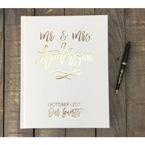 Personalized Wedding Journal Unique Wedding Guest Book Ideas foil Gold Calligraphy engagement Guestbook photo ablums